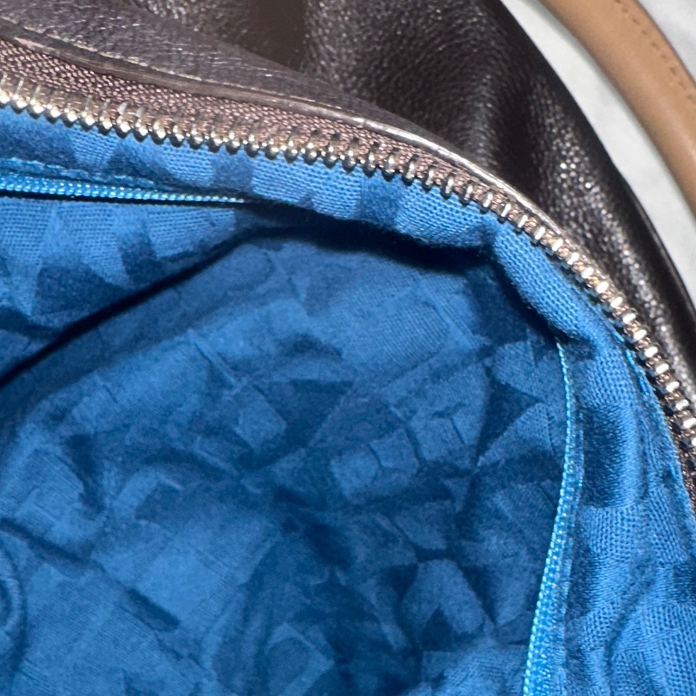FURLA Two-Tone Leather Satchel Bag - Black & Tan - Picture 7 of 15